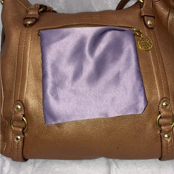 Coach Alexandria Metallic Copper Pebbled Leather Extra Large Two Way Tote - Picture 7 of 10